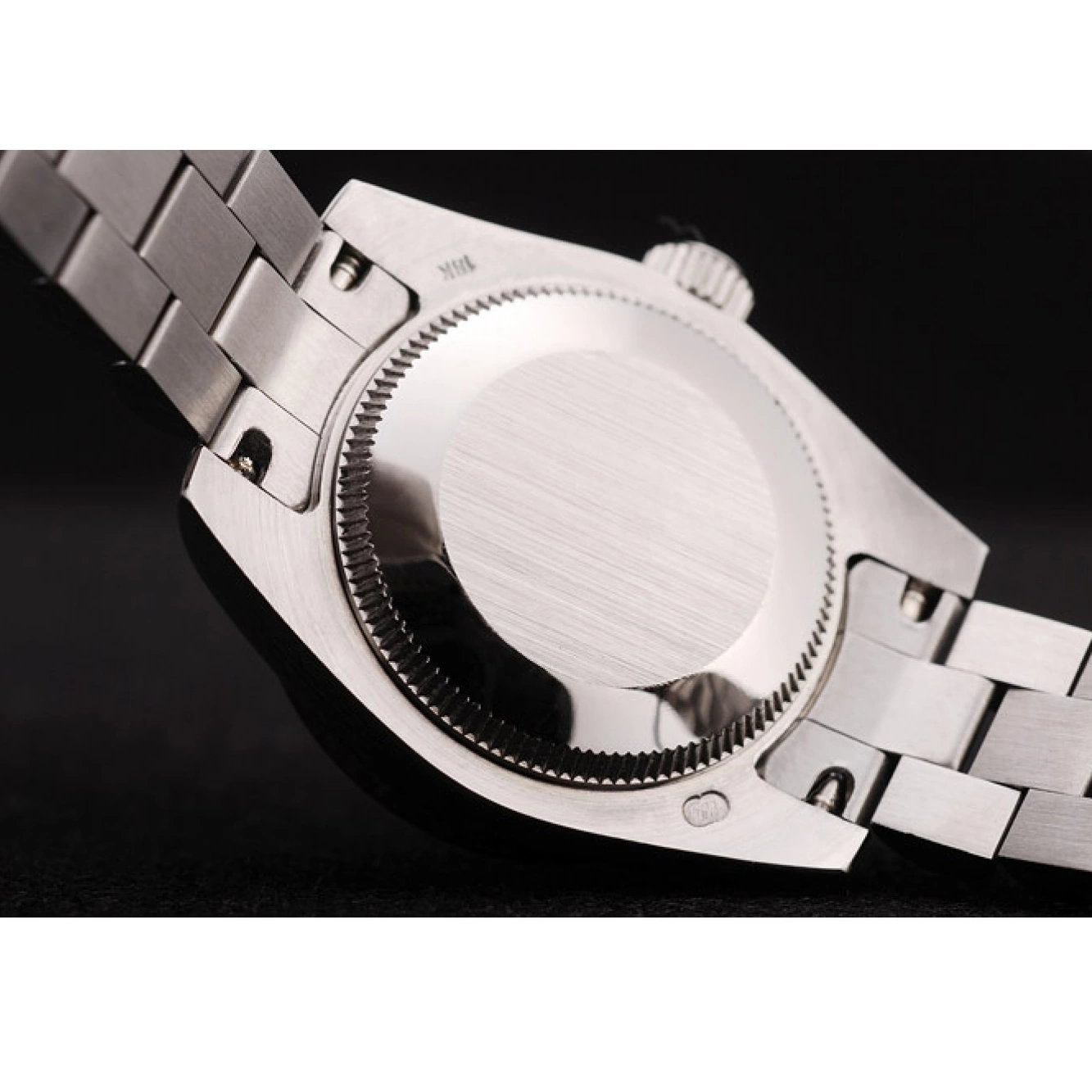 AAA replica watch Diamond Dial Case Steel White Plated Bezel Plated Rolex Diamond DateJust Brushed Stainless 0514